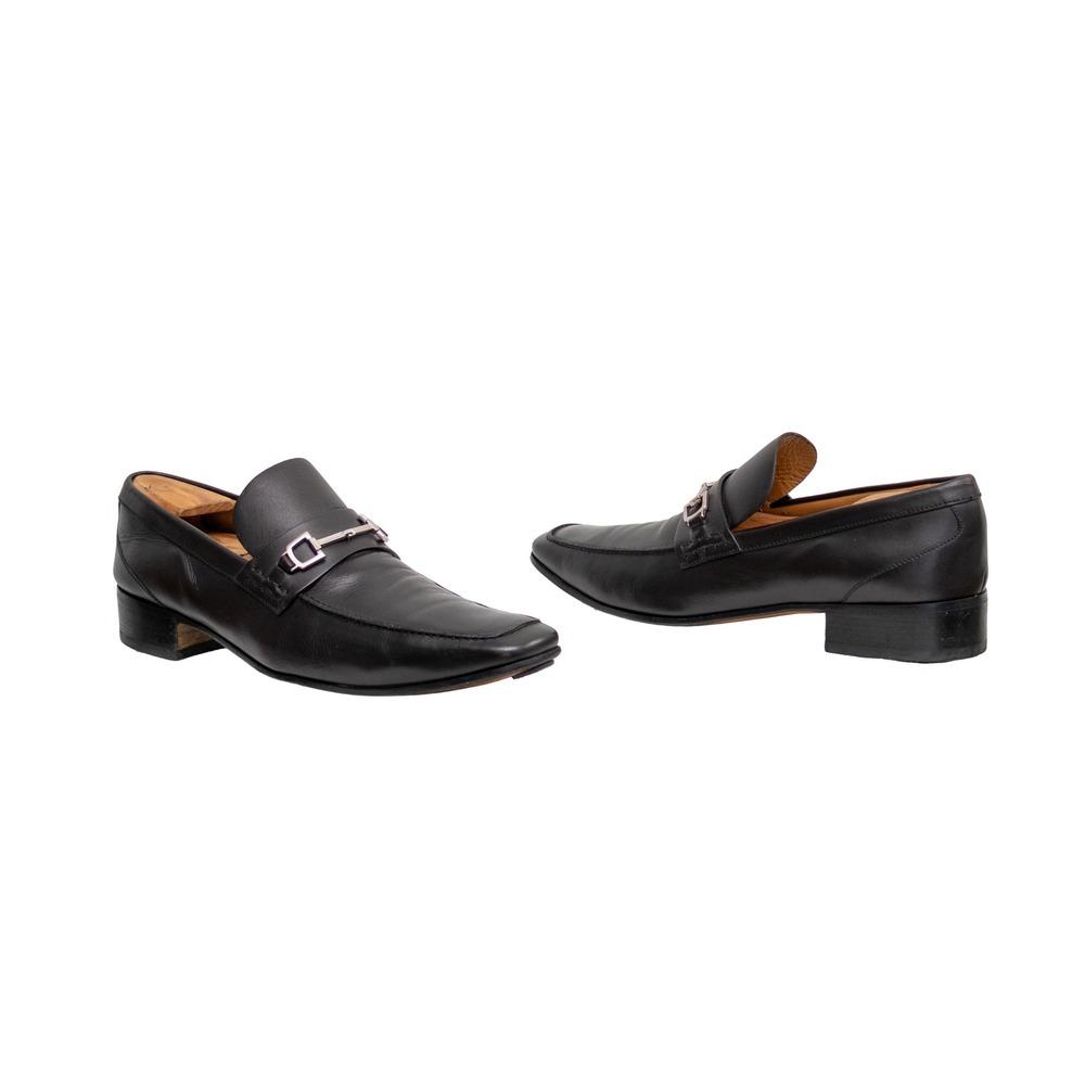 Gucci Mens Tom Ford Era Black Leather Horsebit Loafers Square Toe Shoes Size 12